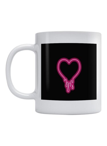 Love Heart Printed Coffee And Tea Mug White/Black/Pink