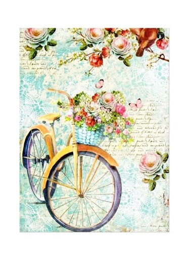 Floral Themed Metallic Plate Pink/Grey/Yellow 20x15cm