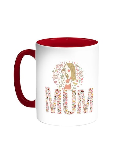 Mum Printed Coffee Mug Red/White 11ounce