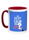 Keep Calm And Ask Questions Printed Coffee Mug Blue/White/Red 11ounce