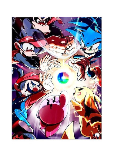 Pokemon Cartoon Printed Metallic Plate Pink/Yellow/Red 20x15cm