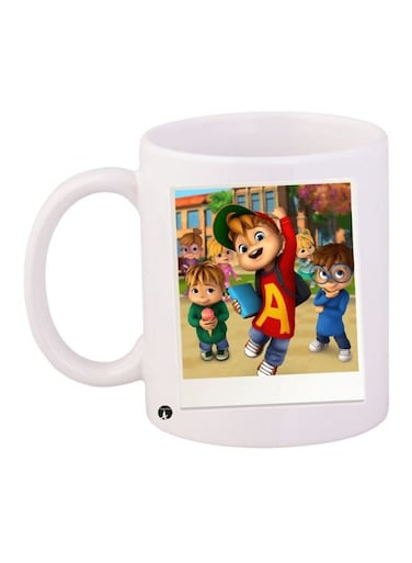 Alvin And The Chipmunks Printed Coffee Mug White/Red/Brown 11ounce