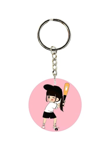 Cartoon Girl Printed Keychain