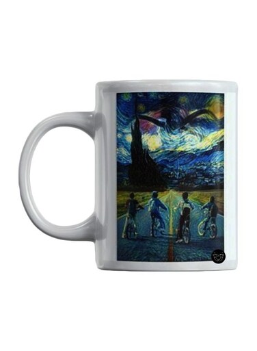 Van Gogh Starry Night Printed Mug White/Yellow/Blue
