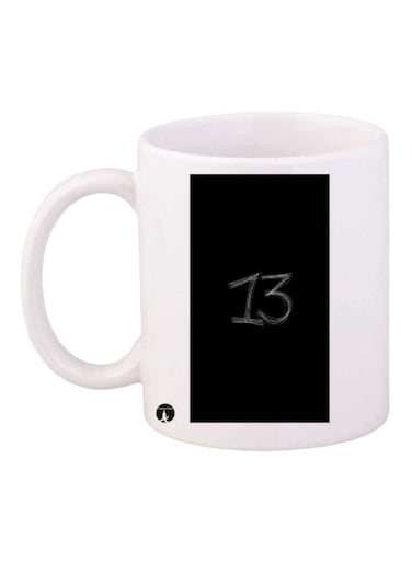 Number 13 Printed Mug White/Black Standard Size