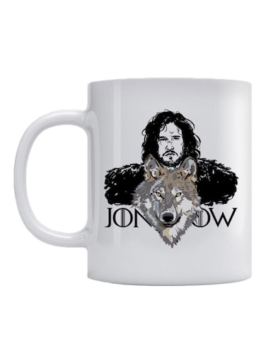 John Snow Printed Ceramic Mug White/Black/Grey 350ml