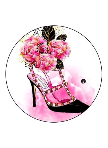 Flower Printed Fridge Magnet Pink/Black/Gold 5.5cm