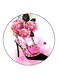 Flower Printed Fridge Magnet Pink/Black/Gold 5.5cm