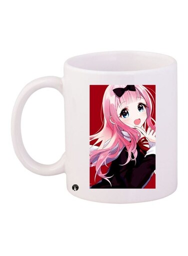 Cartoon Girl Printed Coffee Mug White/Pink/Red 11ounce