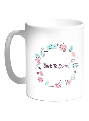 Back To School Printed Coffee Mug White/Blue/Pink 11ounce