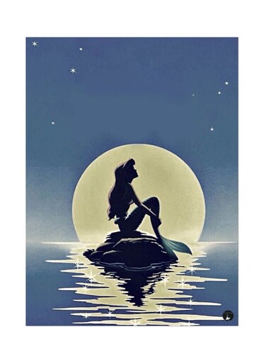 Disney Metal Plate Poster Blue/White
