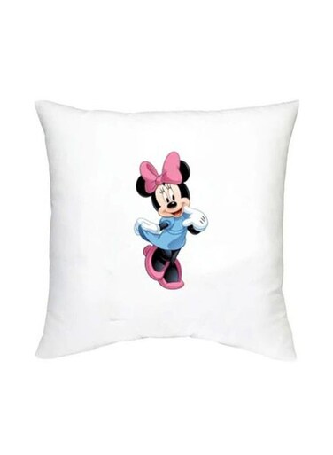 Minnie Mouse Printed Decorative Cushion White/Pink/Blue 16x16inch