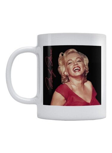 Marlin Monroe Printed Mug White/Black/Beige 350ml