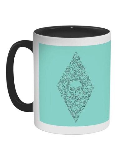 Bones And Skull Printed Coffee Mug White/Blue/Black 325ml
