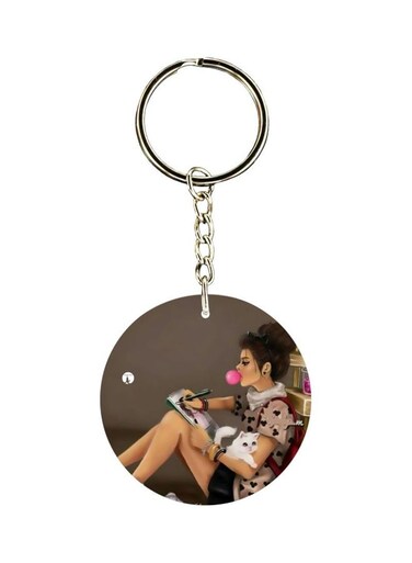 Girl Printed Dual Sided Keychain