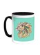 Abstract Art Lion Printed Coffee Mug Green/Black/White 11ounce