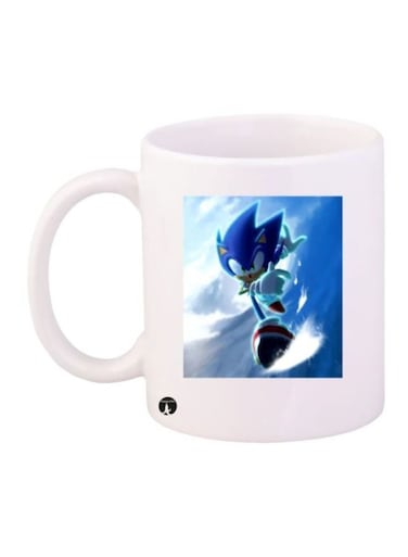 Sonic Printed Coffee Mug White/Blue/Yellow