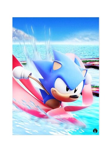 Sonic Metal Plate Poster Blue/White/Pink 15x20cm