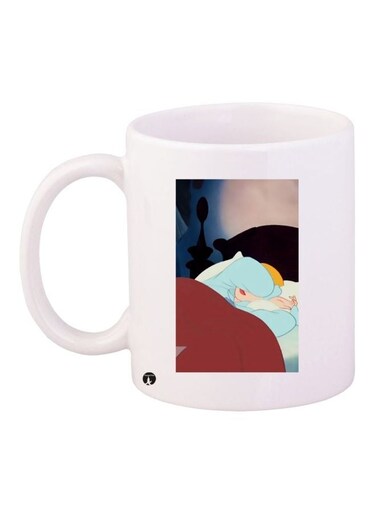 Cartoon Girl Printed Coffee Mug White/Brown/Black 11ounce
