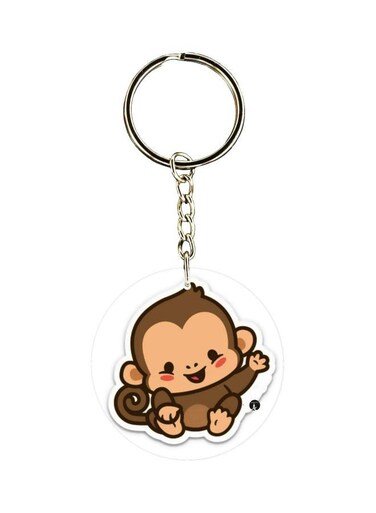 Cartoon Monkey Printed Double Sided Keychain