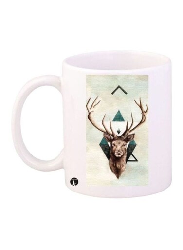 Deer Printed Coffee Mug White/Beige/Brown