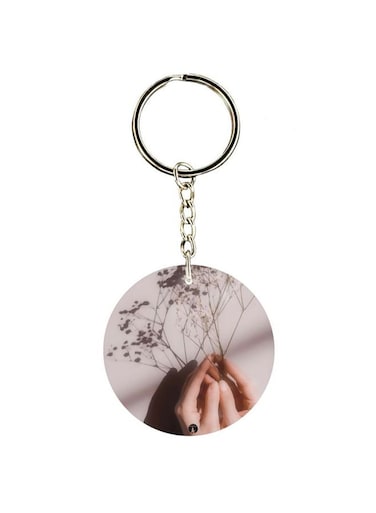 Hands Hold Plant Printed Keychain