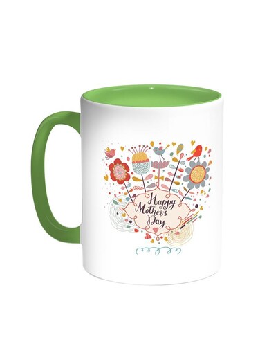 Happy Mother's Day Printed Coffee Mug Green/White 11ounce