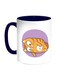 Cat Expression Graphics Printed Coffee Mug Blue/White/Yellow 11ounce