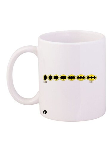 Batman Logo Printed Coffee Mug White/Black/Yellow 11ounce