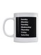 Weekdays Printed Ceramic Mug White/Black 350ml