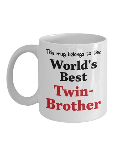 World's Best Twin-Brother Printed Coffee Mug White/Black/Red