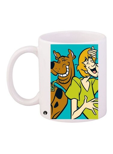 Scooby Doo Printed Coffee Mug White/Green/Brown 11ounce