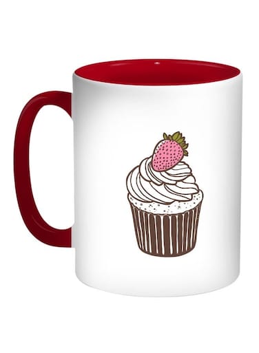 Cakes Printed Coffee Mug Red/White/Brown 11ounce