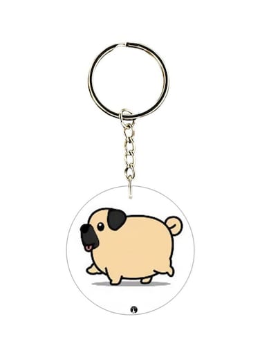 Dog Printed Double Sided Keychain