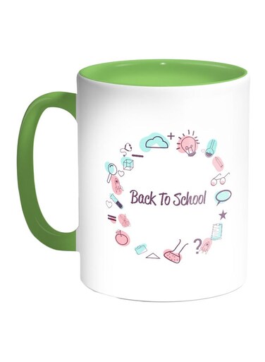Back To School Printed Coffee Mug Green/White/Pink