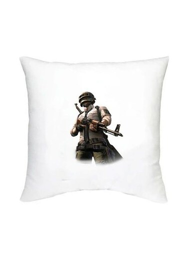 Pubg Printed Decorative Cushion White/Grey/Black 16x16inch