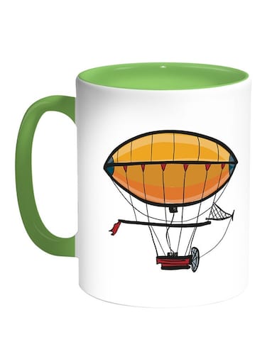 Airship Printed Coffee Mug White/Green 11ounce