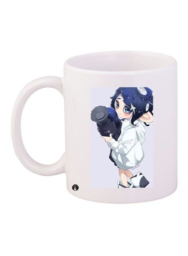 Anime Girl Printed Coffee Mug White/Grey/Blue 11ounce