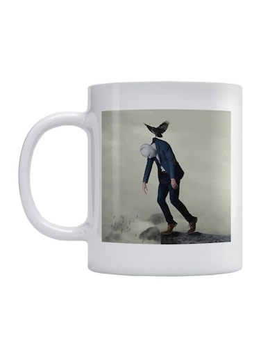 Man And Bird Printed Mug White/Grey/Black