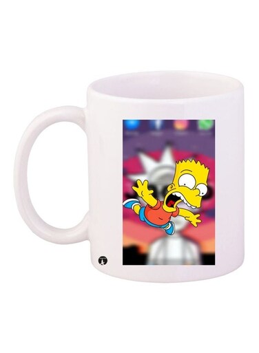 The Simpson Printed Coffee Mug White/Yellow/Pink 11ounce