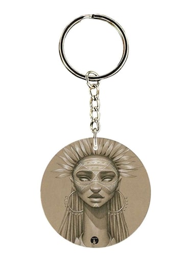Double Sided Printed Keychain Grey/Silver