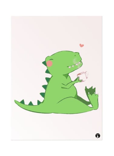 Metal Plate Of Dinosaur Poster Pink/Green