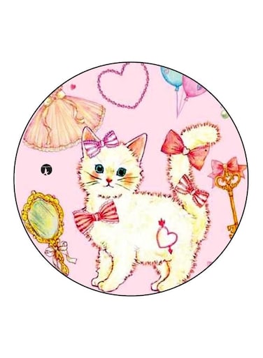 Cat Printed Fridge Magnet Pink/Beige/Red 5.5cm