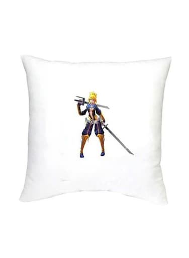 Mobile Legends Printed Decorative Cushion White/Blue/Yellow 16x16inch