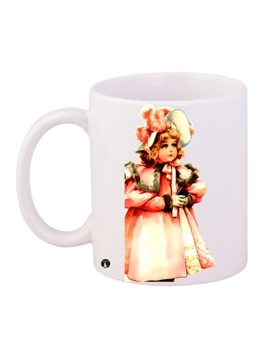 Girl Printed Coffee Mug White/Red/Green 11ounce