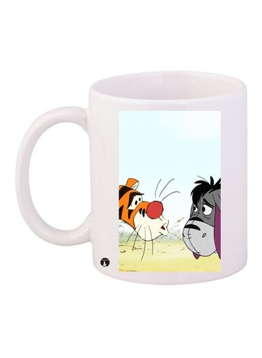 Cartoon Printed Coffee Mug White/Blue/Yellow