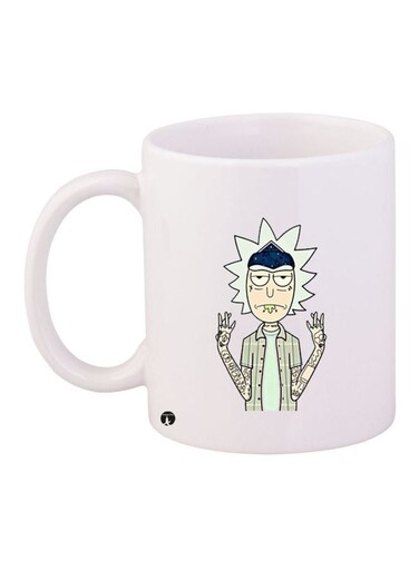 Cartoon Printed Coffee Mug White/Grey 11ounce