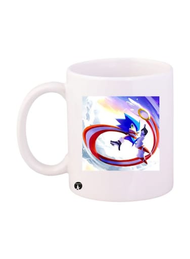 Sonic Video Game Printed Mug White/Blue/Red Standard Size