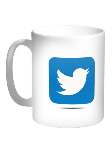Twitter Printed Coffee Mug White/Blue
