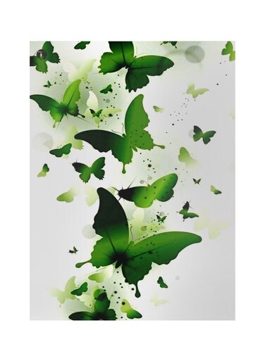 Butterfly Printed Metallic Plate Green/White 20x15cm